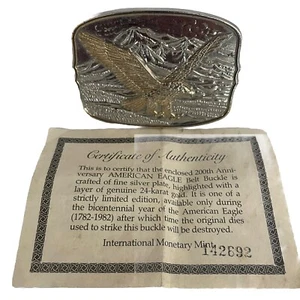 FIBBIA CINTURA AQUILA AMERICANA DA ZECCA MONETARIA INTERNAZIONALE CON CERTIFICATO DI AUTENTICITÀ - Foto 1 di 10