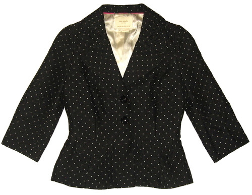Giacca KATE SPADE nera a pois manica ritagliata con fodera in seta 2 bottoni 0
