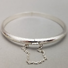 Sterling Silver Etched Hinged Bangle 925 - 6.3g