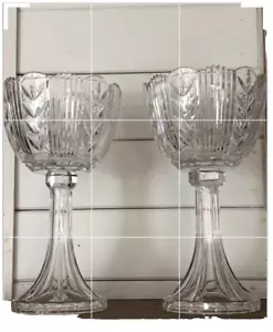Crystal Stemmed Pedestal Bowls Set 2, 14X7.5 Champagne Compotes - Picture 1 of 8