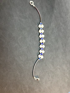 Handmade White Howlite bracelet with blue and silver accents with snap clasp - Picture 1 of 3