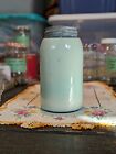 Antique Round Blue Ball Mason Jar, circa 1910, has Lid, LOTS of Bubbles in glass