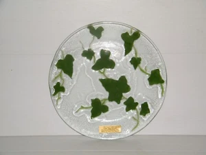 Travis Collection 10 1/2" Fused Glass Plate Signed w Original Tag Vines Leaves - Picture 1 of 10