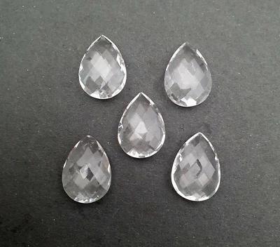 Lote de 5 piedras preciosas de cuarzo de cristal de roca natural corte pera 18*25 mm 92 CT Foto 1 de 3