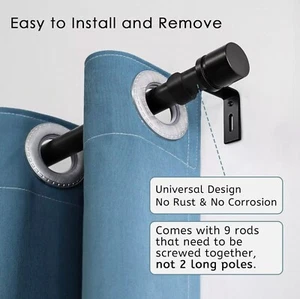 Byondeth Curtain Rods for Windows 16 to 144 Inches Adjustable Length 1 Inch Dia - Picture 1 of 10