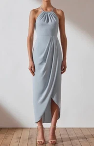 Neu mit Etikett Shona Joy Core hochausschnitt gerissenes Midi-Kleid Pulver blau Größe 2 - Bild 1 von 11