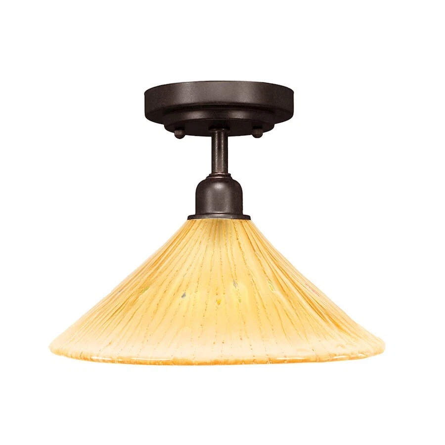 Toltec Vintage 1 Bombilla Montaje Semi-Al ras, Granito, 12" Cristal Ámbar - 280-DG-700 Foto 1 de 1