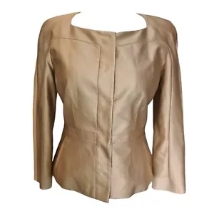 LK BENNETT Hepburn Champagne Gold Silk Blend Suit Jacket Womens Size UK 10 - Picture 1 of 7