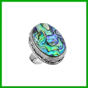 Mothers day Deal Abalone Shell Gemstone Sterling Silver Statement Vintage Ring - Picture 1 of 7