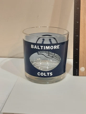 VINTAGE RARE BALTIMORE COLTS LOOK THROUGH WINDOW 3.5" DRINKING GLASS Cover