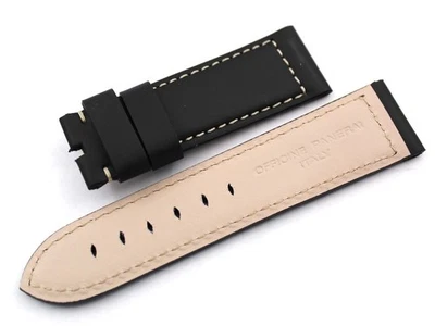 Watch Band Officine Panerai Genuine Leather Black 24/22 Accessori Ricambi Sport Foto 1 de 4