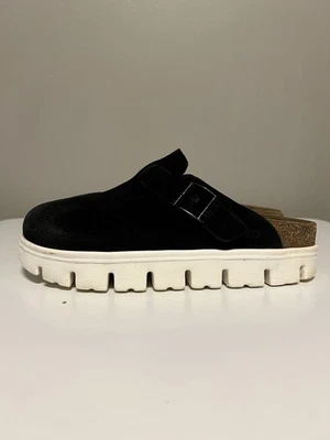 Birkenstock Papillio Boston Grueso Gamuza Negro/Blanco EU 38 US 7 Mediano/Estrecho Foto 1 de 4
