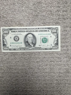 Series 1990 US One Hundred Dollar Bill $100 St Louis H Small Face - Image 1 of 2
