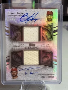 2025 TOPPS STERLING Dual Auto RELICS SILVER BRYCE HARPER-TREA TURNER 03/15 🔥 - Picture 1 of 3