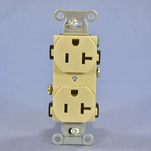 Hubbell Bryant Ivory COMMERCIAL Duplex Receptacle Outlet 20A 125V Bulk CR20-I - Picture 1 of 5