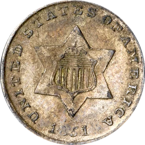 1851 Three (3) Cent Silver - Wonderfully Crusty - Picture 1 of 2
