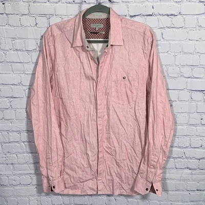 Ted Baker Para Hombres Abotonada Rosa Talla XL (5) Negocios Informal Algodón Preppy Foto 1 de 4