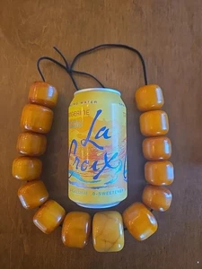 496g STUNNING Vintage Bakelite Bead Necklace Egg Yolk Butterscotch Amber - Picture 1 of 24