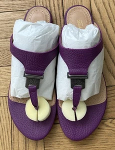 NEW With Box BROOKS BROTHERS FLAT SANDALS SHOES SIZE 7.5 M Purple LEATHER - Picture 1 of 7