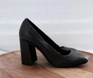 Gianni Bini Shoes Womens Size 6 Black Block Heel Pumps Chunky Round Toe Dress - Picture 1 of 11
