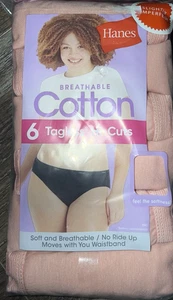 Hanes ~ 6-Pair Women's Hi-Cut Underwear Panties Cotton Breathable Pink ~ 2XL/9 - Picture 1 of 3