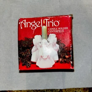 Angel Trio Fine Porcelain Bisque Candle Holder Centerpiece 1985 #S-303 - Picture 1 of 8