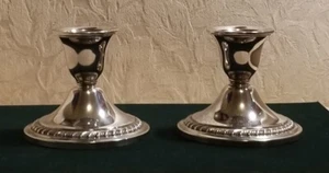 Pair of Newport Sterling Silver Candlesticks w/Gadroon Edge, Circa: 1950 #12213 - Picture 1 of 8