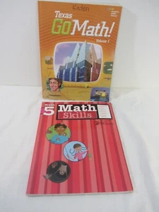 TEXAS GO MATH 5th Grade Student Edition Volume 1 & MATH SKILLS Harcourt Flash - Picture 1 of 5