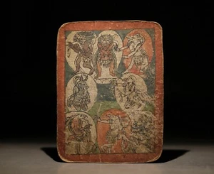 A29 Tibetan Hand-Painted Thang-ga. 18th century . 西藏手绘唐卡 阴文武百尊 清代 75×102mm - Picture 1 of 7