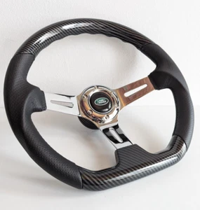 Steering Wheel Flat Carbon Look Leather fits For Land Rover defender 36 splines - Picture 1 of 17