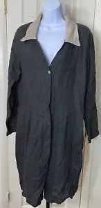Bibelot 100% Linen Shirt Dress Size Medium Long Sleeve Black Beige NWT - Picture 1 of 6