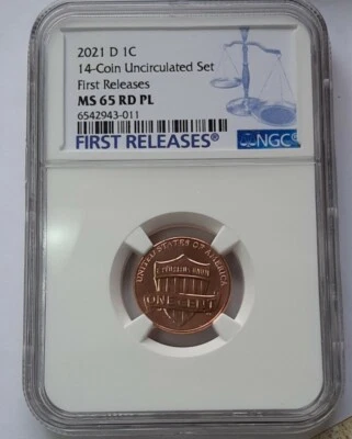 2021 "D" Lincoln Cent NGC MS65 RD PL - PROOF LIKE - Uncirculated Set! - Image 1 of 2