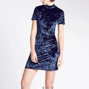 alexa chung @ M&S Navy crushed velvet 60s chick high neck dress Size 14 - Picture 1 of 6
