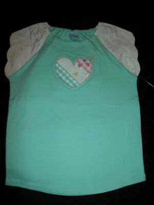 CARTER'S T-SHIRT TOP BLOUSE  GIRL'S  SIZE 6  GREEN COLOR EMBROIDERY HEART  NWOT  - Image 1 of 4