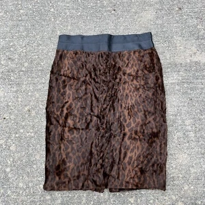 Lafayette 148 New York Women's Leather Leopard Pencil Skirt Cheetah Size 16 - Picture 1 of 9