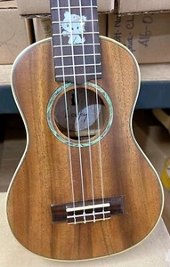 Solid Acacia Koa concert Ukulele satin polished cat inlaid UKC186 - Picture 1 of 12