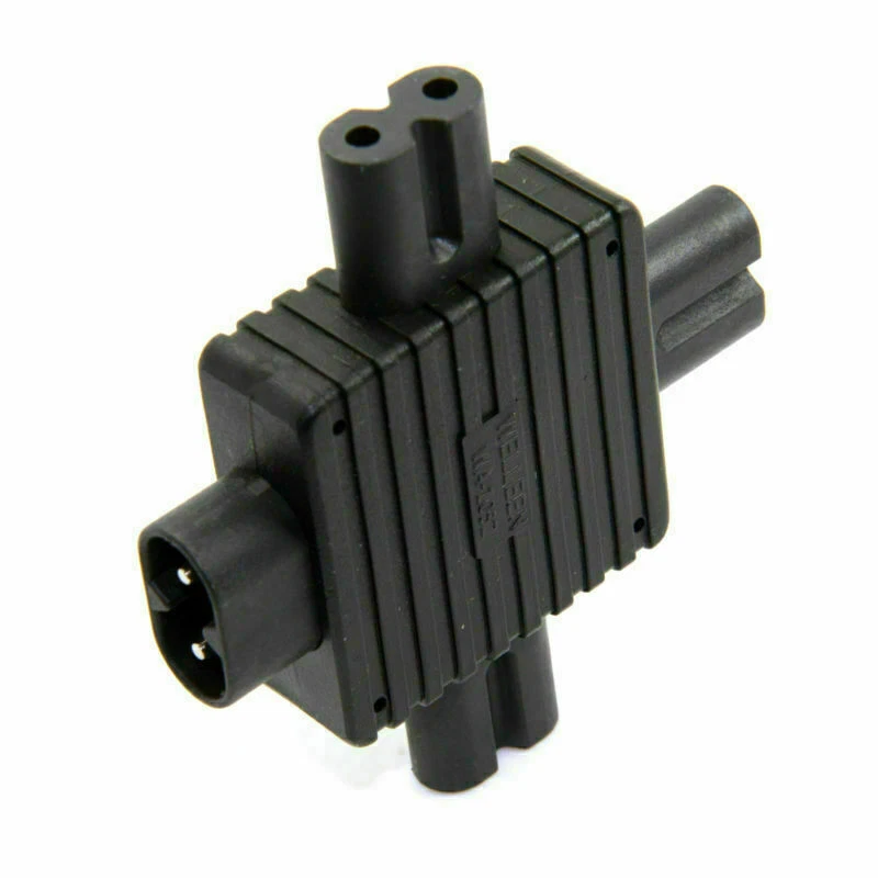 IEC 320 Figure 8 C8 Male to 3X Female C7 Splitter Power Adapter for Power - Image 1 of 4