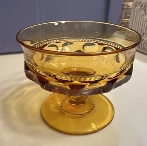 Vintage Bernstein Indiana Glas Königskrone Daumenabdruck Kelch - Bild 1 von 8