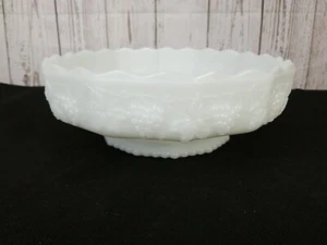 Anchor Hocking Fire King Grape and Leaves Milk Glass Pedestal Fruit Bowl #`3 - Picture 1 of 12