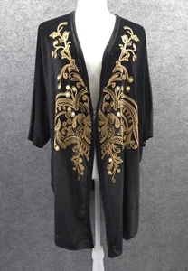 Panhandle Kimono Womens S/M Short Sleeve Velvet Embroidered Sequined Black NWT - Picture 1 of 21
