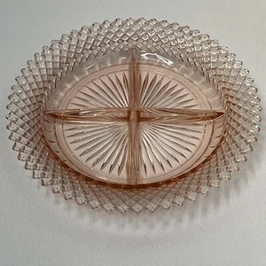 Vintage Miss America Pink Depression Glass Diamond Pattern 4-Part Relish Dish - Picture 1 of 8