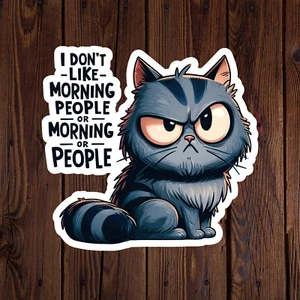 I don't like morning people or morning or people sticker vinyl decal cat funny - Picture 1 of 3