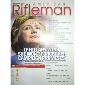 HILLARY CLINTON american rifleman NOVEMBER 2016 mike pence w/ mailing label - Picture 1 of 1