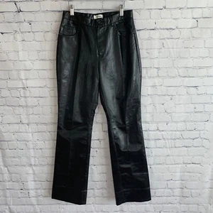 Vintage 80's Pimkie Women's Black Faux Leather Pants Size 26 Straight - Picture 1 of 5