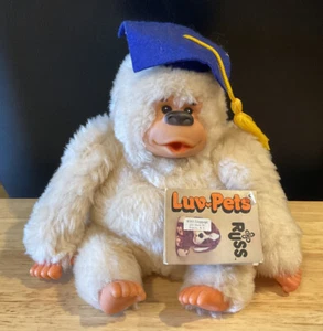 Vintage 1979 Russ Luv Pets "Gonga" Gorilla Plüsch Daumenlutschen mit Etikett Abschluss - Bild 1 von 3