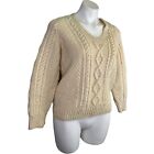 Parker Wool Sweater S Small Wexford Ireland Hand Knit Ivory Fisherman Vintage