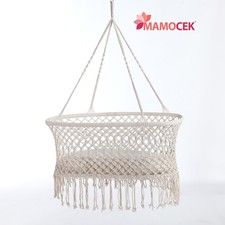 CULLA PENSILE sospesa amaca COTONE bianca ecrù cm.90x34x54 giardino campeggio