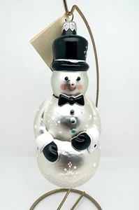 1997 Patricia Breen "Top Hat Snowman" V2 RETIRED Handmade Glass Ornament #9782 - Picture 1 of 8