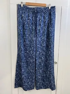 Athleta Avenue Wide Leg Woman's Crop Pants in Allure Navy Size 14 Tall Pockets - Picture 1 of 13