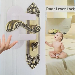 Door Lever Lock Child Proof Doors & Handles Pre-Taped 3M Adhesive (2 Pack) - Picture 1 of 7